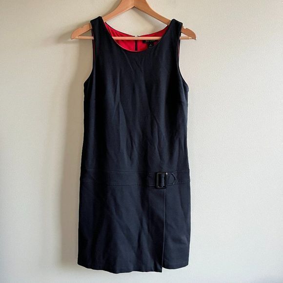 WHITE HOUSE BLACK MARKET BLACK SLEEVELESS FAUX WRAP DROP WAIST DRESS WOM… - Picture 1 of 8